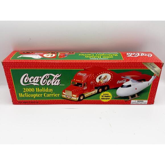 Coca-Cola Toy 2000 Holiday Helicopter Carrier 15in Red Retro Working Lights NIB - Picture 1 of 3